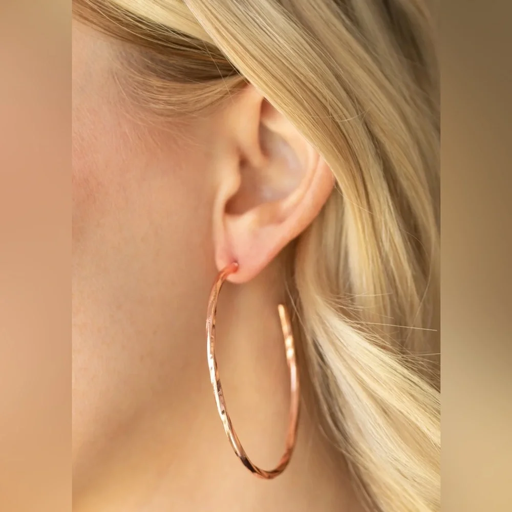 Paparazzi Copper Hoop Earring - Picture 1 of 6